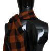 Chic Orange Check Wool Blend Scarf - Image 5