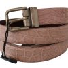 Elegant Exotic Skin Brushed Gold Buckle Belt - Image 2