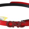 Chic Red Leather Waist Belt with Black-Tone Buckle - Image 2
