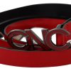Chic Red Leather Waist Belt with Black-Tone Buckle - Image 3