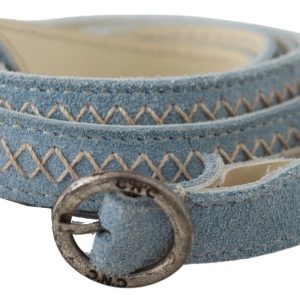 Chic Sky Blue Leather Belt - Buckle Up in Style