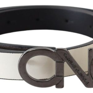 Metallic Gray Italian Leather Fashion Belt
