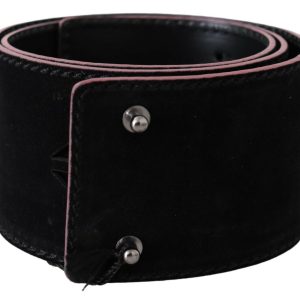 Elegant Wide Leather Fashion Belt with Metal Accents