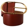 Elegant Maroon Leather Belt with Gold Accents - Image 2