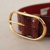 Elegant Red Snakeskin Leather Belt - Image 3