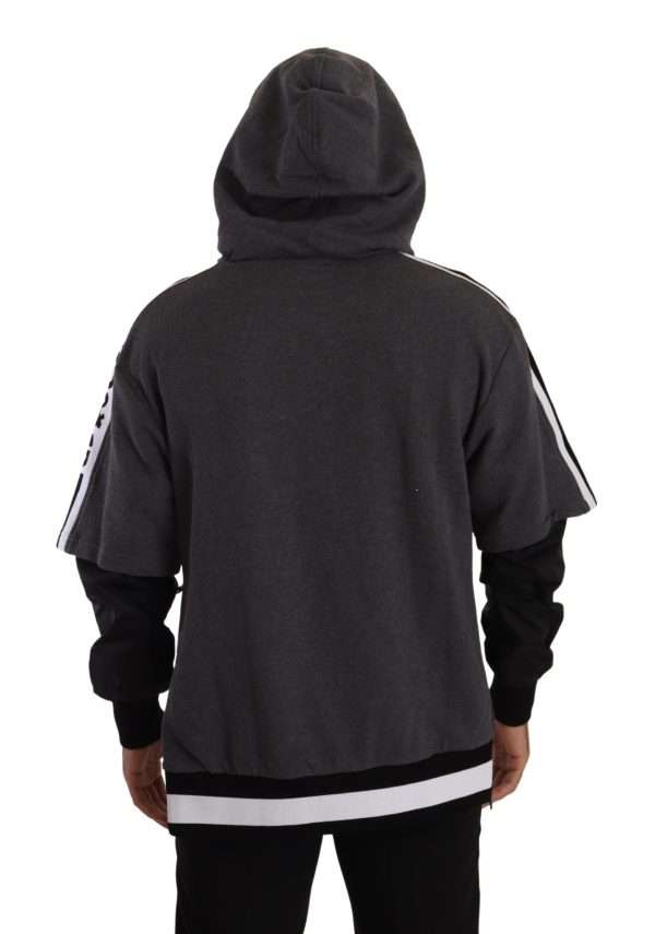 Elegant Hooded Black & Gray Pullover Sweatshirt - Image 4