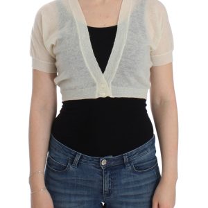 Elegant Off-White Cropped Alpaca-Wool Blend Sweater