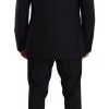 Elegant Navy Slim Fit Wool Silk Two-Piece Suit - Image 3