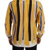 Elegant Yellow Striped Henley Shirt - Image 3