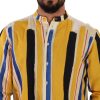 Elegant Yellow Striped Henley Shirt - Image 4