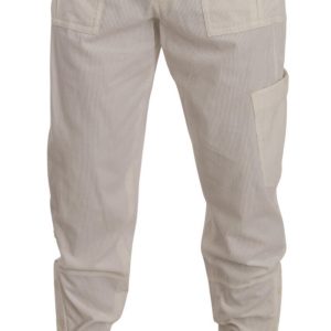 Elegant Off White Cargo Pants - Regular Fit