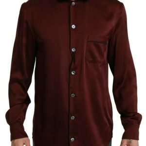 Bordeaux Silk Pajama-Inspired Shirt