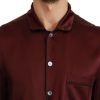 Bordeaux Silk Pajama-Inspired Shirt - Image 4