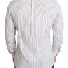 Elegant White Striped Cotton Dress Shirt - Image 3