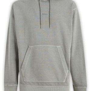 Elegant Grey Cotton Hooded Sweatshirt