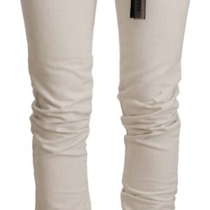 Chic White Mid-Waist Slim Fit Jeans