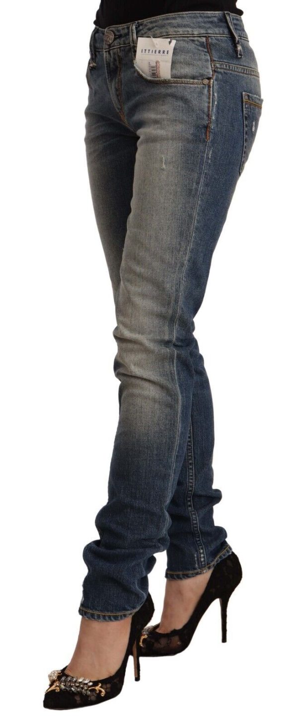 Blue Washed Skinny Cotton Blend Jeans - Image 2