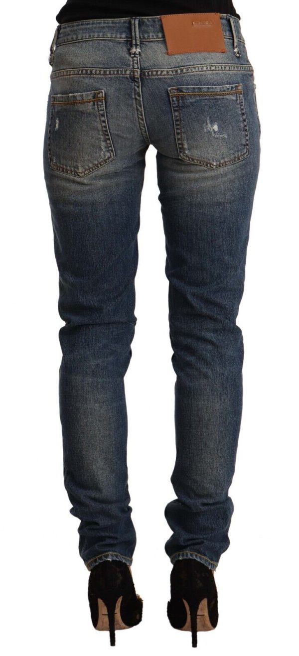 Blue Washed Skinny Cotton Blend Jeans - Image 3