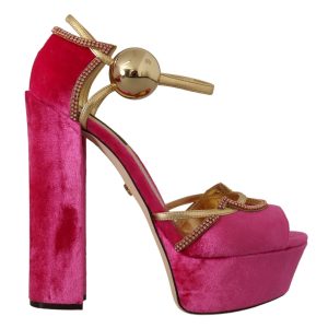 Ethereal Pink Velvet Crystal Sandals