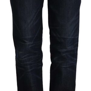 Chic Dark Blue Mid Waist Jeans