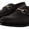 Suave Black Leather Gancio Bit Loafers - Image 4