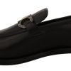 Suave Black Leather Gancio Bit Loafers - Image 2