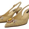 Gleaming Gold Crystal Slingback Heels - Image 7
