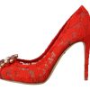 Red Crystal Taormina Lace Heels Pumps - Image 4