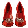 Red Crystal Taormina Lace Heels Pumps - Image 7