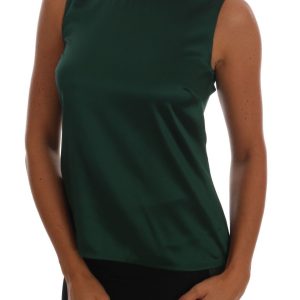 Sleeveless Silk Top in Dark Green