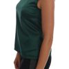 Sleeveless Silk Top in Dark Green - Image 2