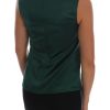 Sleeveless Silk Top in Dark Green - Image 3
