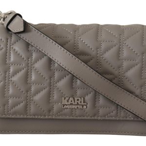 Elegant Grey Leather Crossbody Bag