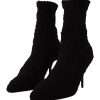 Elegant Black Mid-Calf Viscose Boots - Image 2