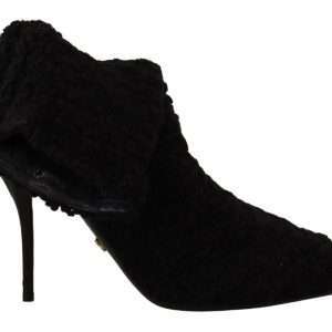 Elegant Black Mid-Calf Viscose Boots