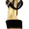 Baroque Velvet Heels in Black and Gold - Image 3