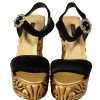 Baroque Velvet Heels in Black and Gold - Image 4