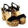 Baroque Velvet Heels in Black and Gold - Image 5