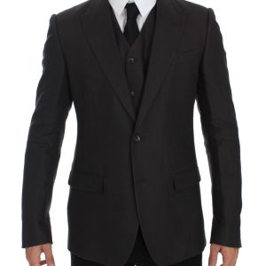 Elegant Gray Linen Slim Fit Blazer and Vest