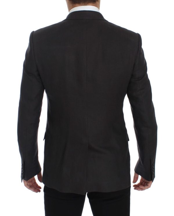 Elegant Gray Linen Slim Fit Blazer and Vest - Image 3