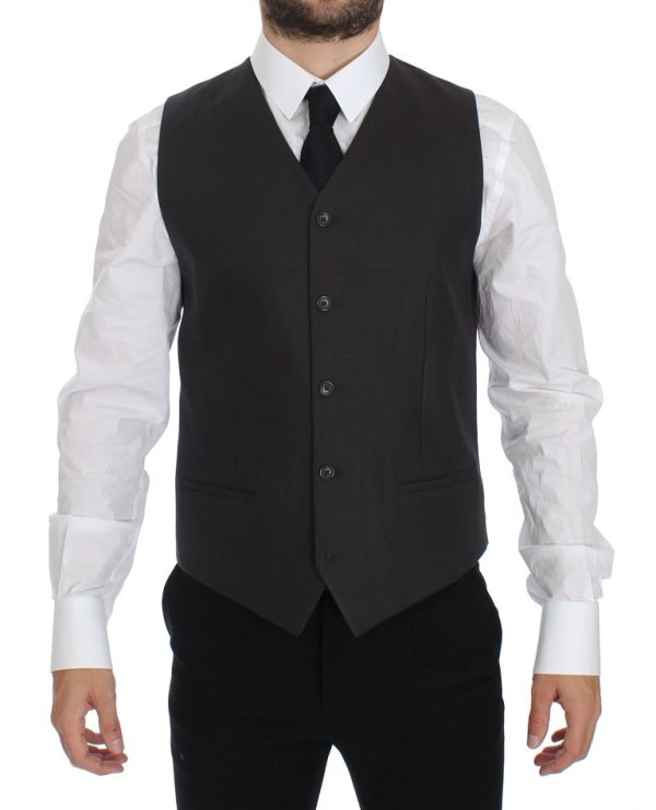 Elegant Gray Linen Slim Fit Blazer and Vest - Image 7