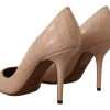 Elegant Nude Leather Kitten Heels Pumps - Image 2