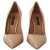 Elegant Nude Leather Kitten Heels Pumps - Image 6