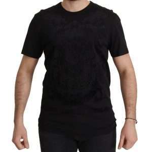 Elegant Black Baroque Crewneck Tee