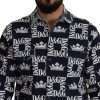 Elegant Slim Fit Blue Crown Shirt - Image 4