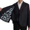 Sleek Double Breasted Navy Linen Blazer - Image 3