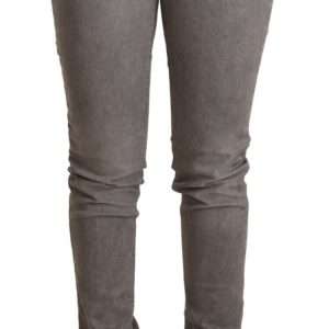 Chic Gray Low Waist Skinny Cotton Jeans