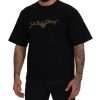 Elegant Black Cotton Blend Crewneck T-Shirt - Image 4