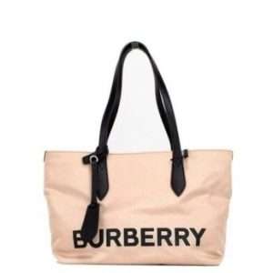 Small Rose Beige Logo Branded Econyl Nylon Tote Shoulder Handbag Purse