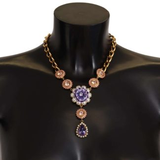 Elegant Floral Crystal Statement Necklace